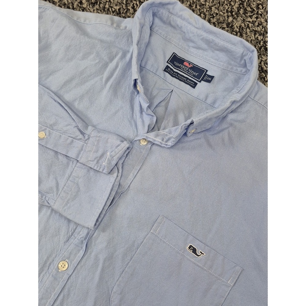 Vineyard Vines Long Sleeve Shirt Men's 2XL XXL Blue Slim Fit Tucker Cotton